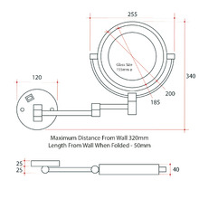 Ablaze 200mm 1 & 5x Magnification Shaving Mirror with Concealed Wiring